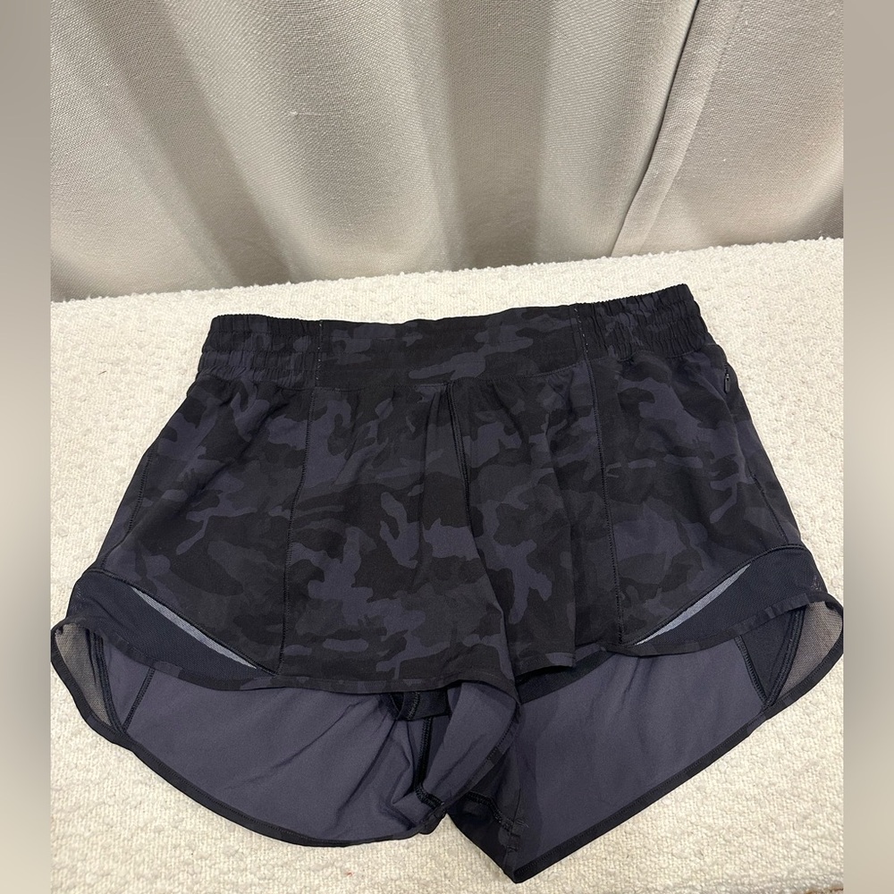 Women’s Black Lululemon Camo Running Shorts